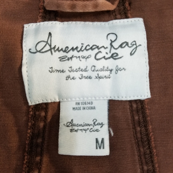 American Rag Brown Asymmetrical Convertible Front Drape Raw Edge Jacket, Medium - Picture 10 of 14